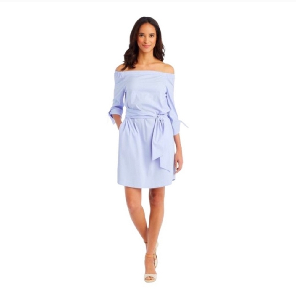 J Mclaughlin off shoulder dress. Preppy, polished, classic